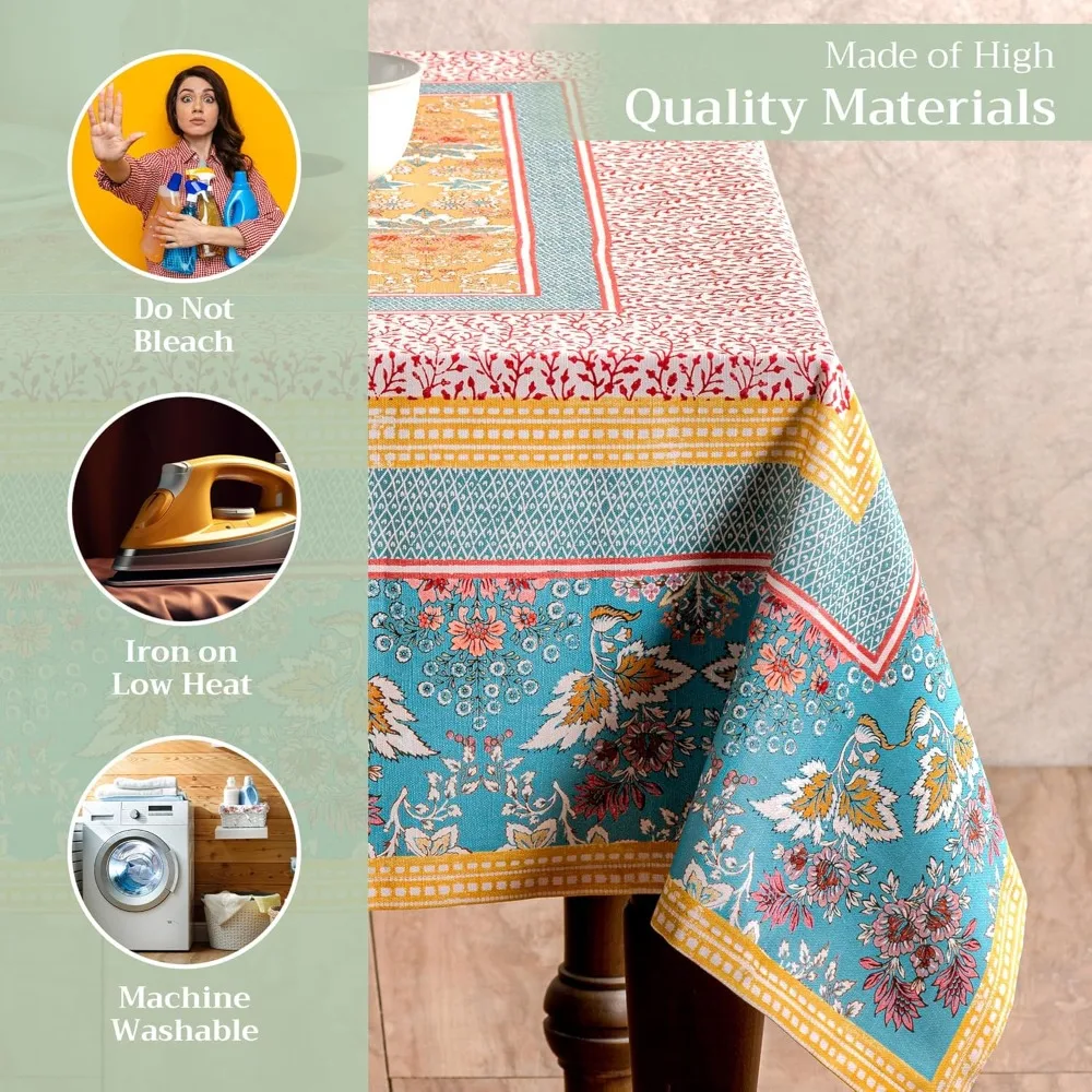 

Table Cloth Rectangle Table 100% Cotton 54 x 72 Inches Tablecloth Reusable Decorative Everyday Use for Dining Room