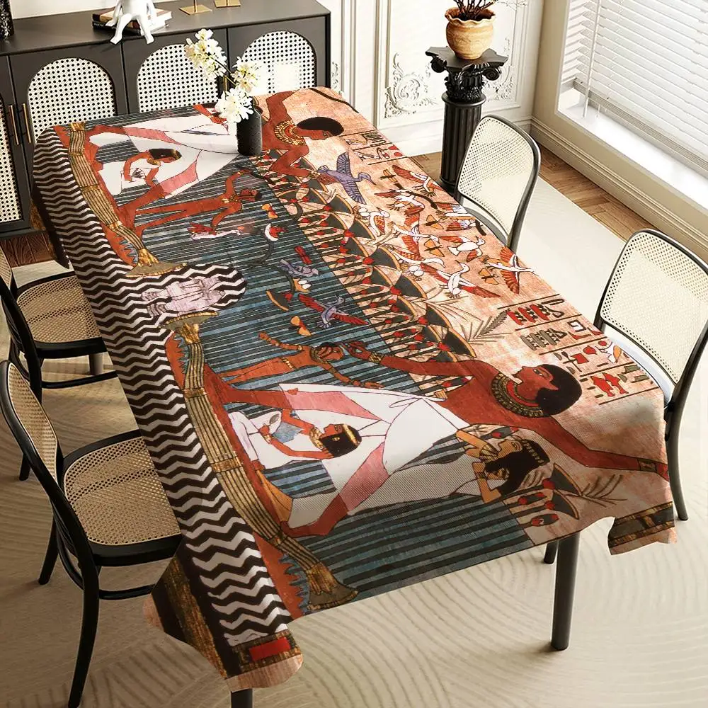 Ancient Egypt Egyptian Rectangle Tablecloths Printed Table Cloth for Farmhouse Holiday Wedding Party Dining Table Decor