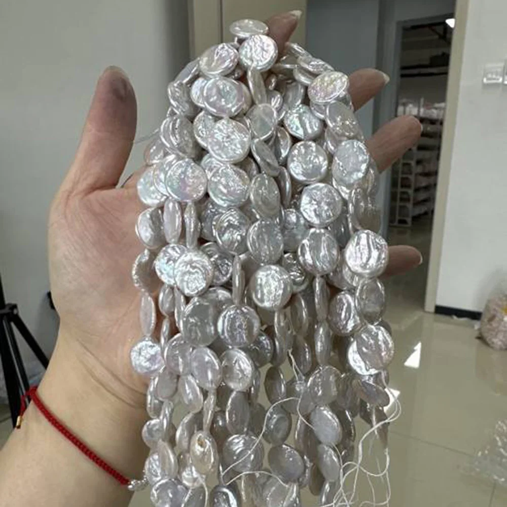 

Natural Freshwater Round Baroque Pearl Isolated Bead 15-16mm4A 18cm Jewelry Make DIY Necklace Bracelet Accessories Women Wedding