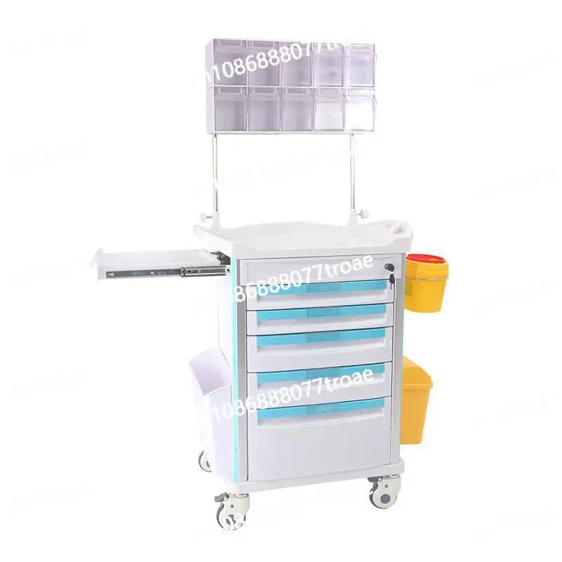 Multi-functional medical ABS anesthesia car five drawer six drawer medical car Medicine car Trash can label box care