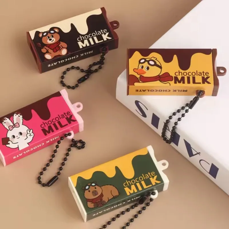 Cute Simulation Chocolate Fidget Keychain Break Apart Stress Relief Toy Cartoon Bag Pendant Creative Decor Gift