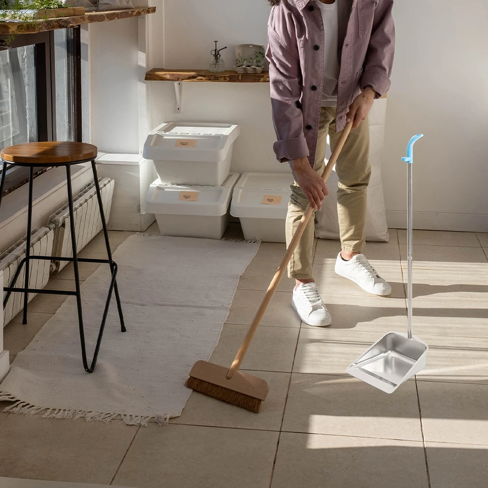 

Thickened Stainless Steel Dustpan Detachable Handle Upright Household Cleaning Tool Floor Sweep Garbage Shovel for Home
