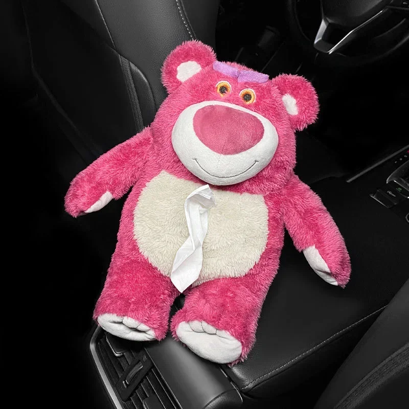 Anime Disney z serii pluszowa lalka pudełko na chusteczki do samochodu kreskówki Lotso LinaBell StellaLou Plushie szuflady samochodowe akcesoria