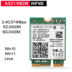 Tri Band WiFi6E Wireless 2.4Gbps Bluetooth-compatible 5.3 802.11AX Wireless Network Card for Intel AX211NGW M.2 CNVio2 WiFi Card