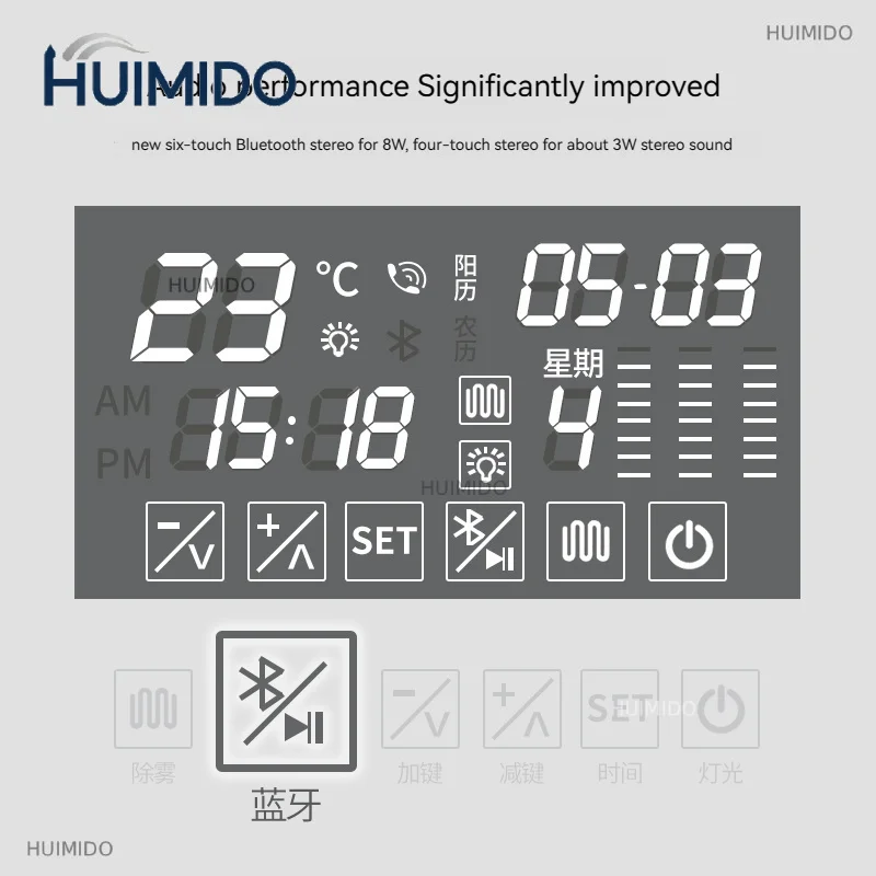 Bathroom Mirror 60 cm Round Moon Shape LED Dimmable Light Anti-fog Defogger Bluetooth Speaker Smart Touch Wall