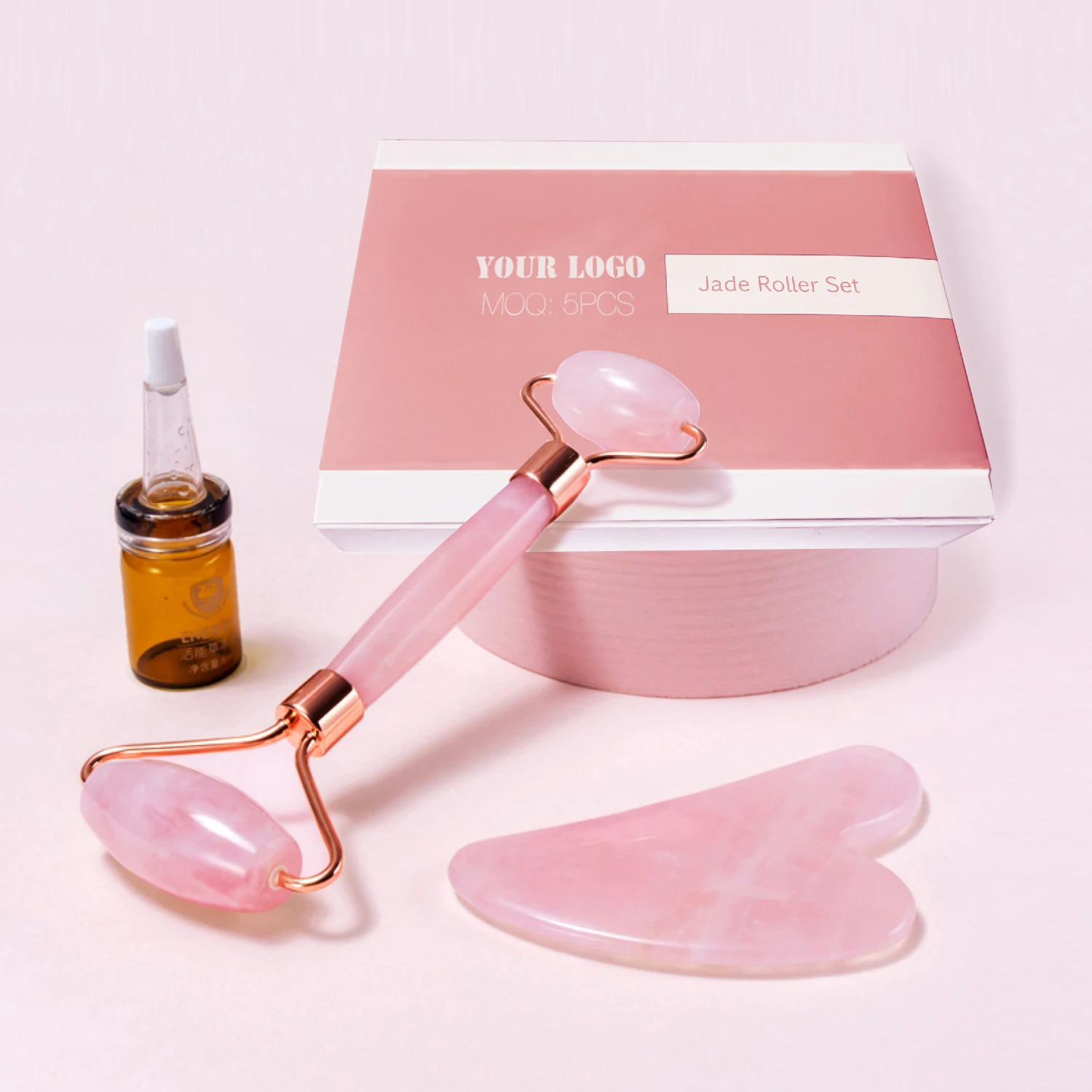 Natural Rose Quartz Roller Facial Massage Stone for Electrical Gua Sha set face jade roller face products skin care natural