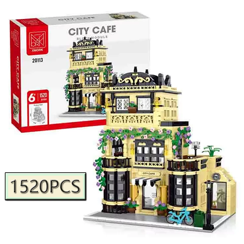

Конструктор DIY MOC из 1520 деталей: Изысканная европейская архитектура, городские улицы, ретро-дома, кофейни. Игрушка-подарок для детей.
