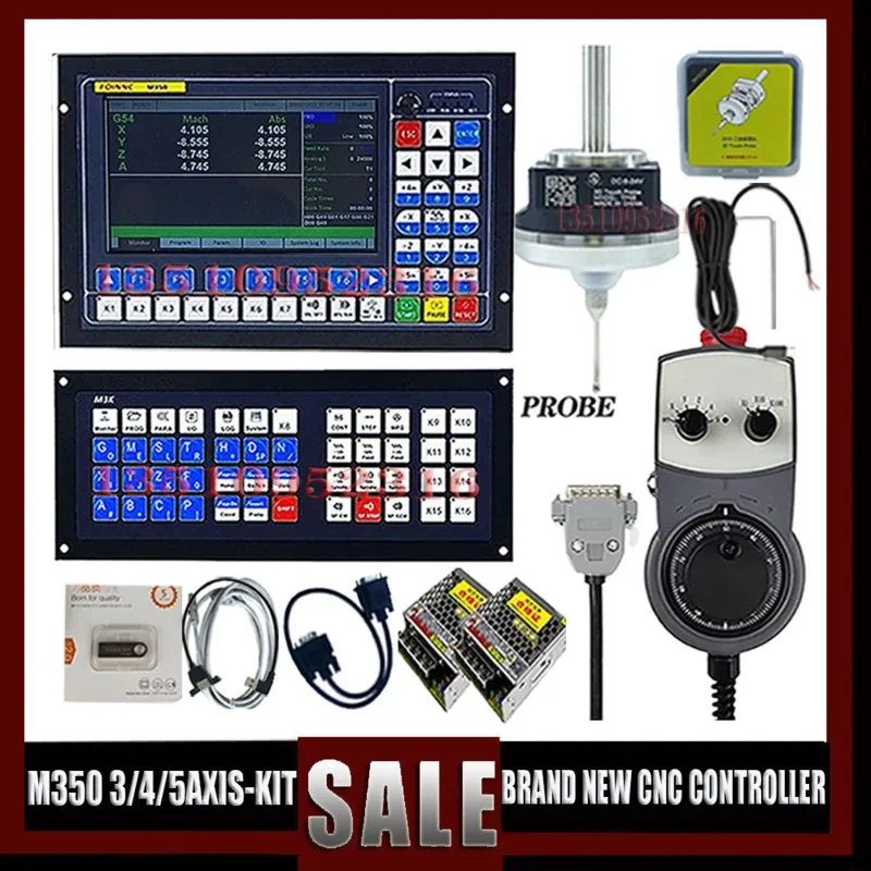 M350 sistema cnc 3- 4- 5 eixos kit controlador de motor mais recente teclado estendido 3d edge finder volante mpg 75w24v