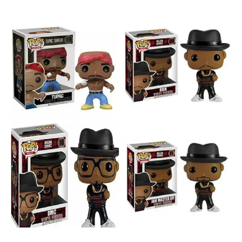 Funko TUPAC SHAKUR #19 RUN DMC #09 #10 11# JAM MASTER JAY #11 Vinyl Figure Action Toy Dolls Rap Star Model Collection Gift Toys