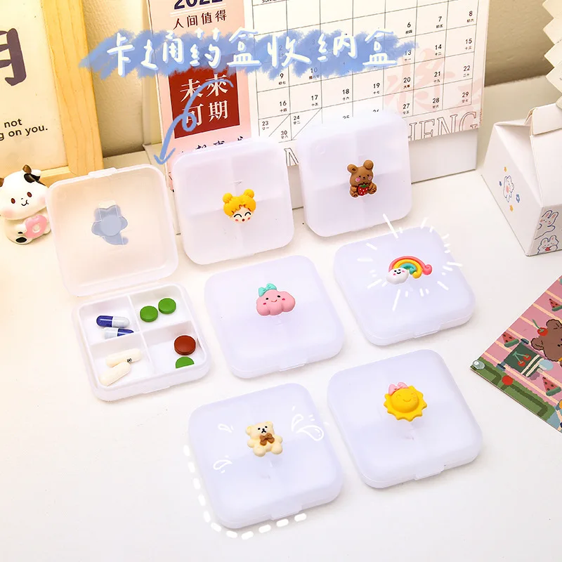 Compartment Pill Storage Box Jewelry Box  Small Item Storage Box Nail Decoration Storage Box  Mini Cartoon Small Pill Box