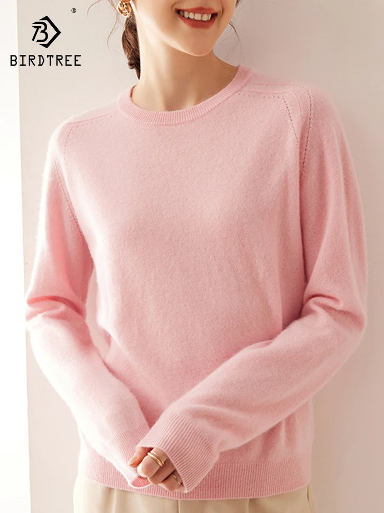 

BirdTree, 35% Cashmere 65% Wool Elegant Sweaters, Women Pile Collar Seamless, A-level Boutique Sweater, Autumn Winter T49120QC