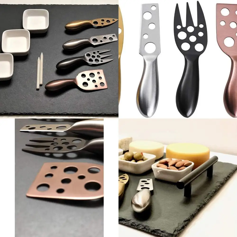 

Slate Cheese Board Set with 14-Piece Accessories, 16x12 Inches, Black Ceramic Bowls and Soapstone Knife