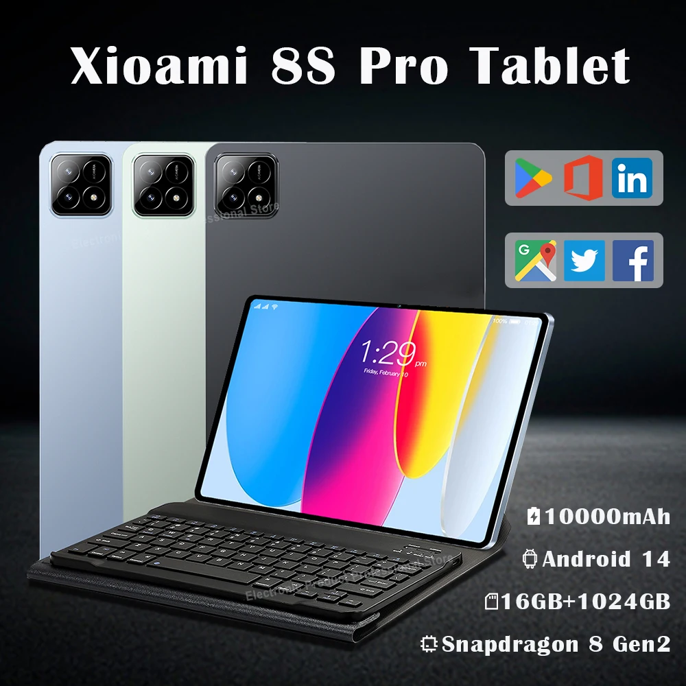 Original XIOAMI Pad 8S Pro Tablet 11inch Android 14 HD 16GB+1T 20000mAh 5G Dual SIM PhoneCall BT WiFi Tablets PC