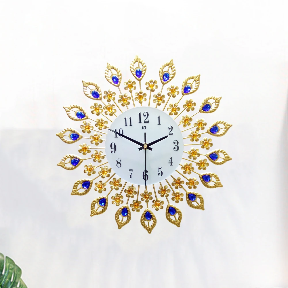 Moderne Kunst-Dekor-Pfau-Wanduhr, exquisite Handwerkskunst, Quarzwerk, kratzfest, für Büro