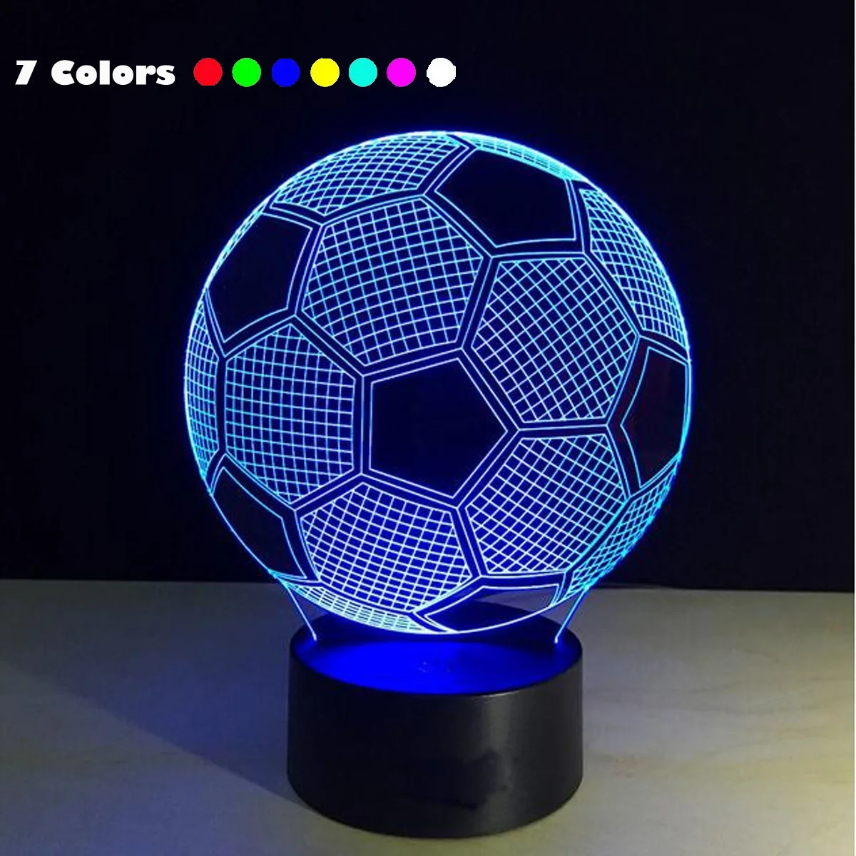 1pc Football  3D Night Light, 3D Optical Illusion Lamp With Touch, 7-Color Changing Ambient Light For Bedroom