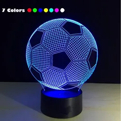 サッカー-3D常夜灯,光錯視ランプ,7色の変化,寝室用,1個