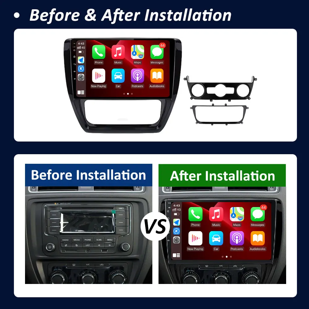 เครื่องเล่นมัลติมีเดียในรถยนต์สำหรับรถยนต์โฟล์คสวาเกน เจตต้า 6 ปี 2011 2012 2013 2014 - 2018 ระบบแอนดรอยด์ 15 พร้อมระบบนำทาง GPS อัจฉริยะ รองรับ WIFI และ 4G