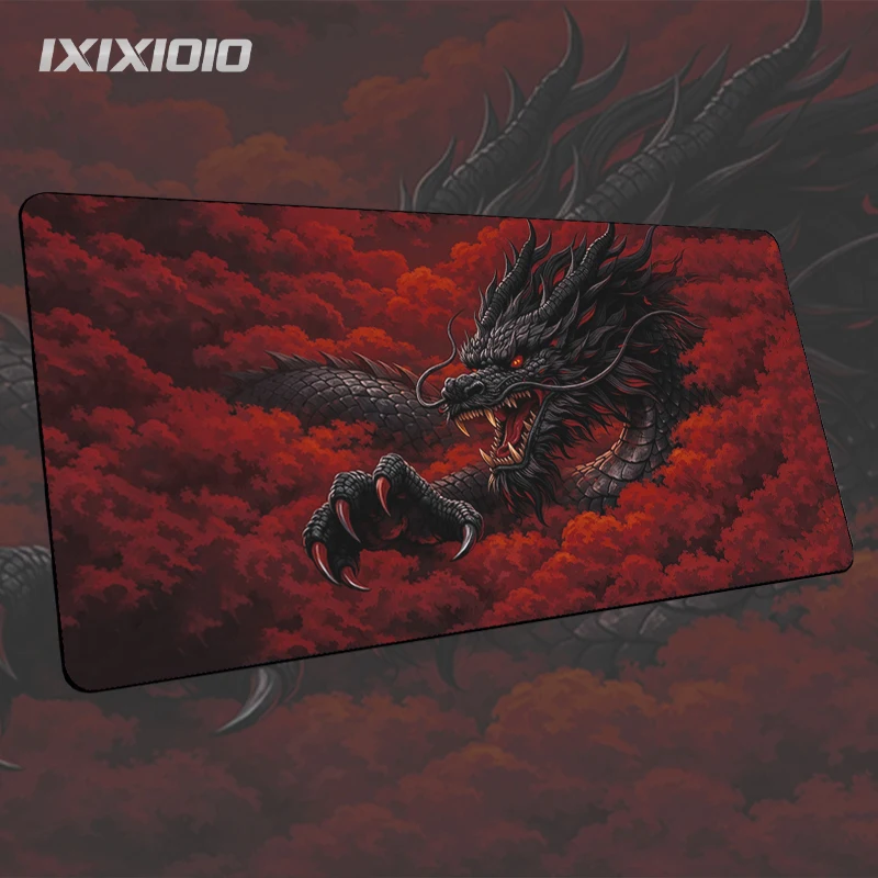 Mouse Pad Gaming Red Clouds Black Dragon printon demand New Custom Home Mousepad XXL Carpet Non-Slip Mice Pad Table Mat