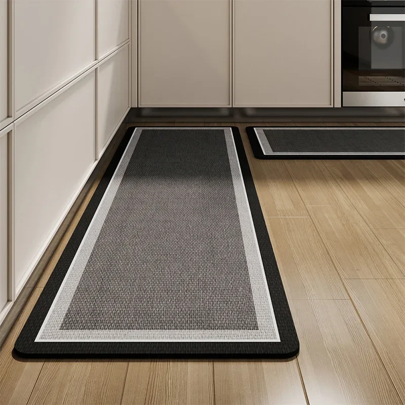 Simple Kitchen No-wash Wipeable Non-slip Floor Mat Household Waterproof and Oil-proof Floor Mats Thickened Kitchen Long Mats