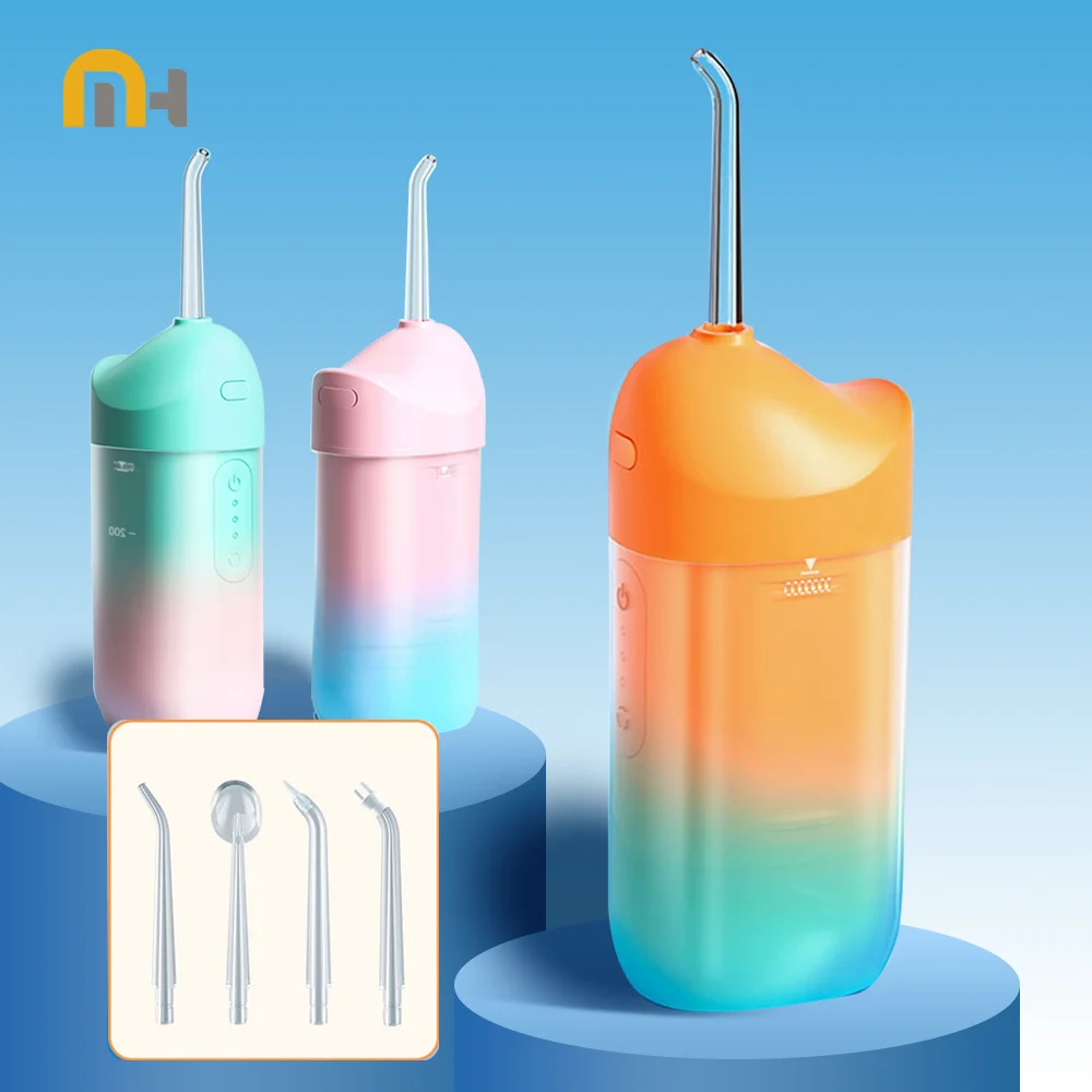 

Portable Dental Water Flosser Oral Irrigator USB Rechargeable Water Floss Jet Tooth Pick 4 Tips 200ml Mouth washing machine