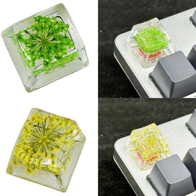 Preserved Flower Keycap Elegant Resin Floral Keycaps with Backlights 1PC for Mechanical Keyboard Customization R58F