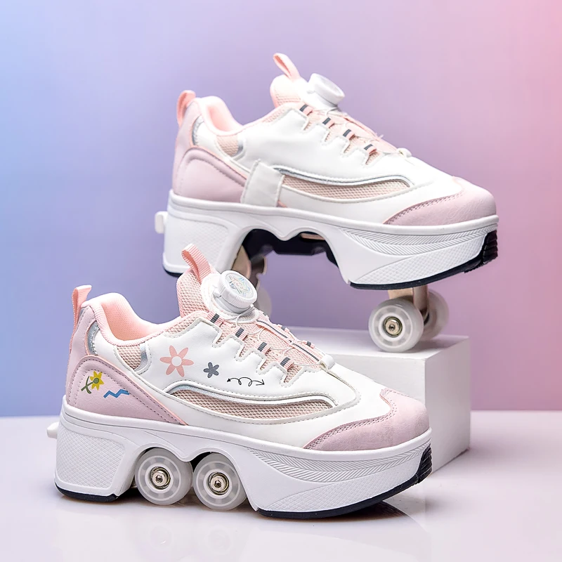 Roller Skates 4 Wheels Sneakers Adults Children Sport Skating Shoes Kid Boy Girl Quad Skates