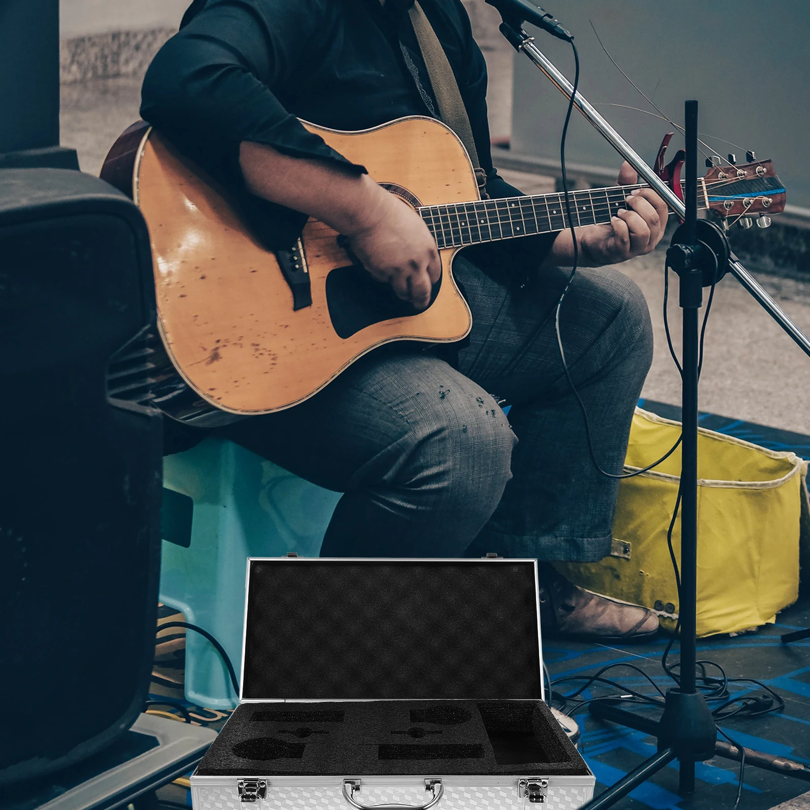 

Handheld Microphone Box Aluminum Case for 2 Wireless Mics Portable Storage Protective Briefcase Metal Hardcase White Extended