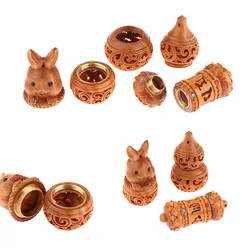 Rabbit Solid Wood Medicine Pill Box Mini Sandalwood Rescue Pill Case Portable Storage Sealed Outdoor First Aid Tool Keychain