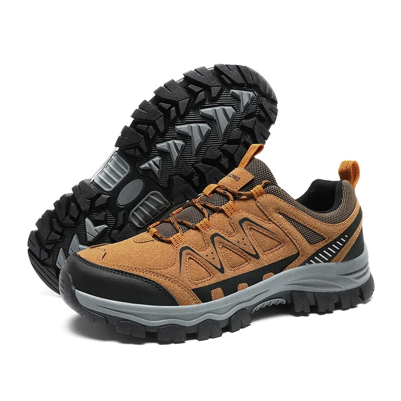 Brown Waterproof Hiking Shoes Men Low-Top Outdoor Trekking Sneakers for Men Size 47 48 Non-slip Rubber Mountain Climbing Shoes