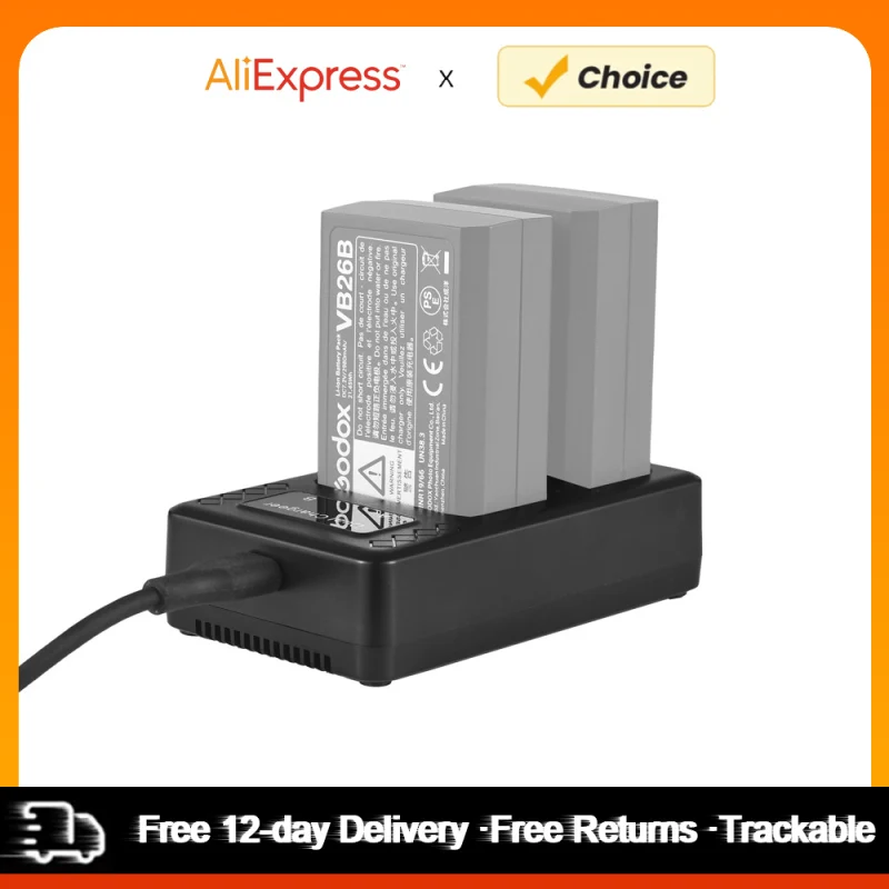 

Портативное зарядное устройство с 2 слотами для вспышек Godox V1/V860III серии Speedlite VB26A/VB26B/VB30, зарядное устройство 5 В/3 А, 15 Вт