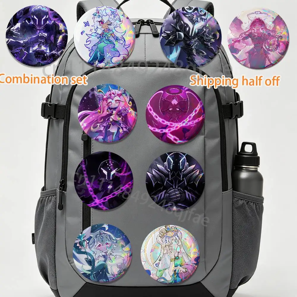 

PvP Silent Salt Cookie Run Kingdom HD Print Round Lapel Pins Pretty Derby 2 piece set Round Display Brooches Brooch Badges