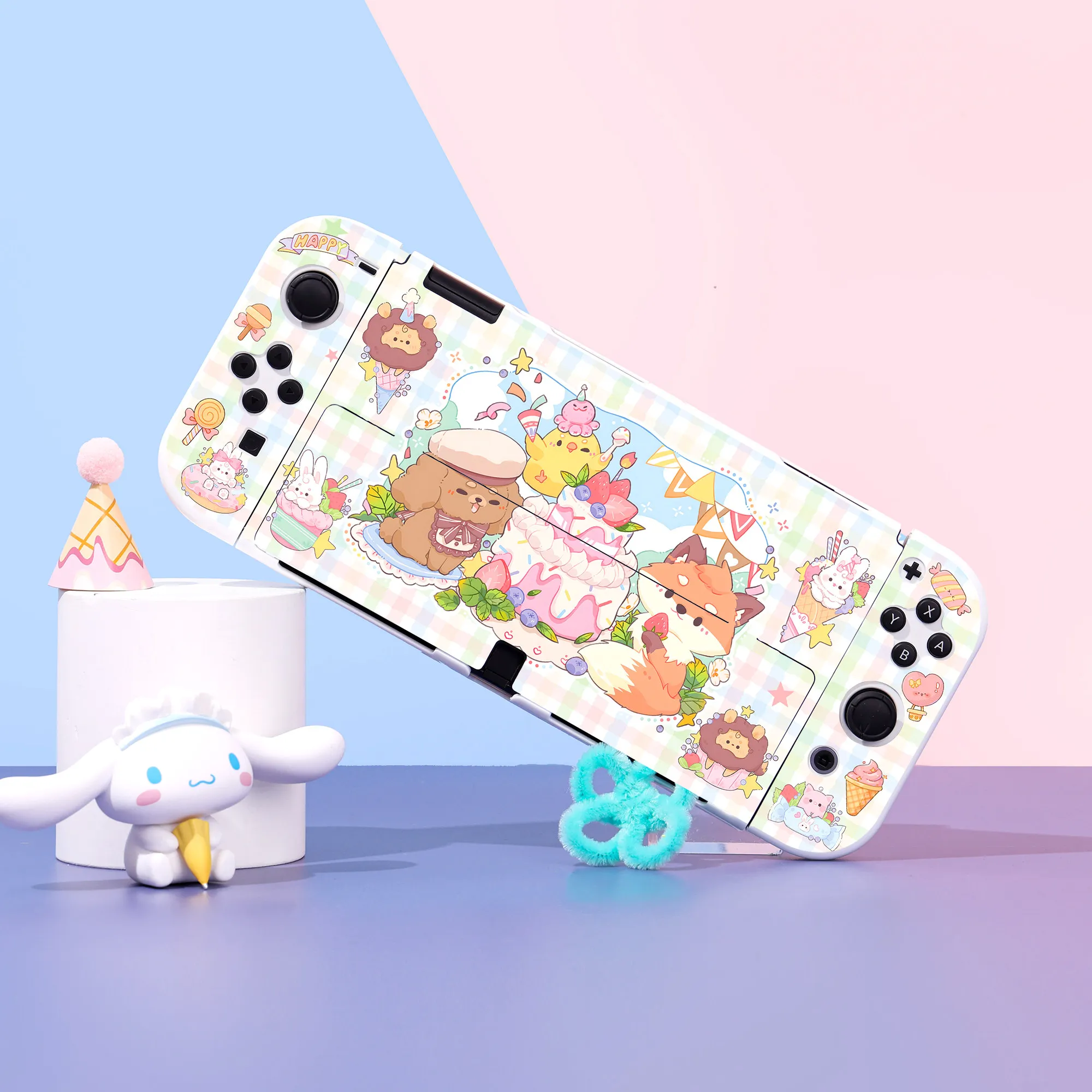 Kawaii Cute Split Case for Nintendo Switch 2/OLED/NS Consoles Dockable Non-Slip Shock-Resistant Controller Shell and Dock Cover
