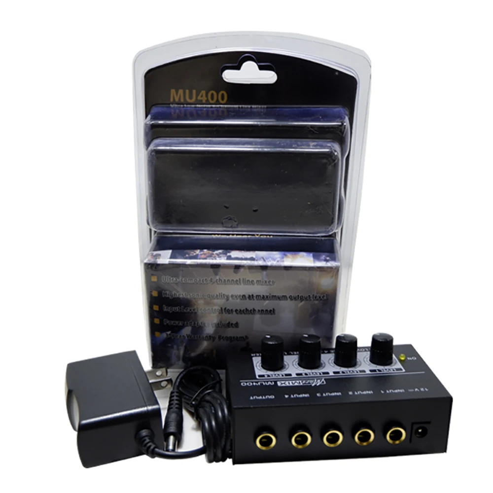 

4-канальный мини-микшер, инструмент 6,5 мм, гитара, микрофон, аудиорасширитель, разветвитель с 4 входами и 1 выходами