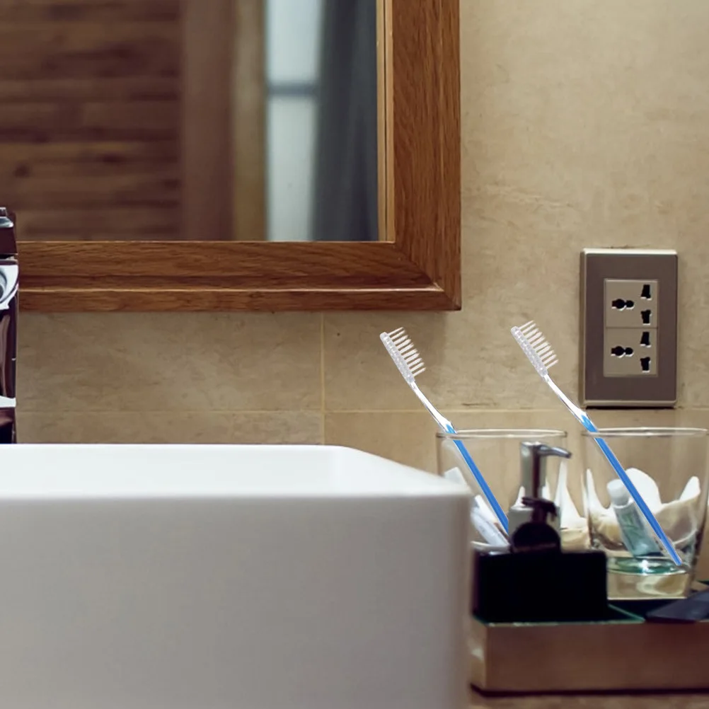 

50Pcs Hotel Toothbrush Disposable Teeth Brush Portable Compact Travel Size Smooth Surface No Irritation Maintain Oral Hygiene on