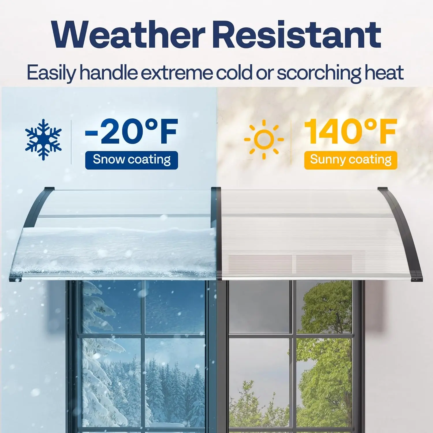 Polycarbonate Window Door Awning Spliced Canopy Transparent With Black Bracket 40 Inch X 40 Inch