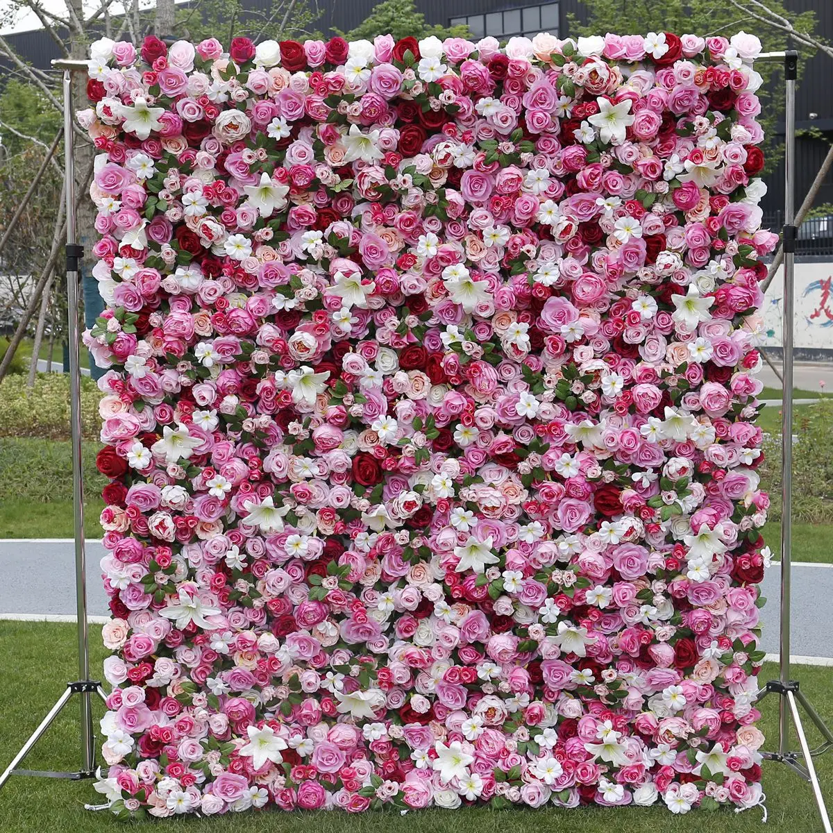 

Royal Series Luxury 3D pink peony white Phalaenopsis artificial plant flower wall Birthday outdoor wedding background decoration