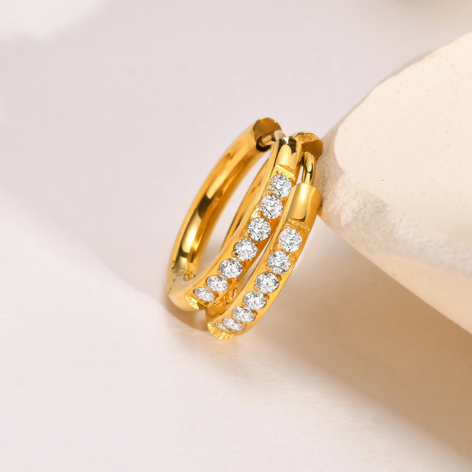 Luxury 24K 9999 Pure Gold real gold Moissanite Earrings Simple INS Style Women's Earrings