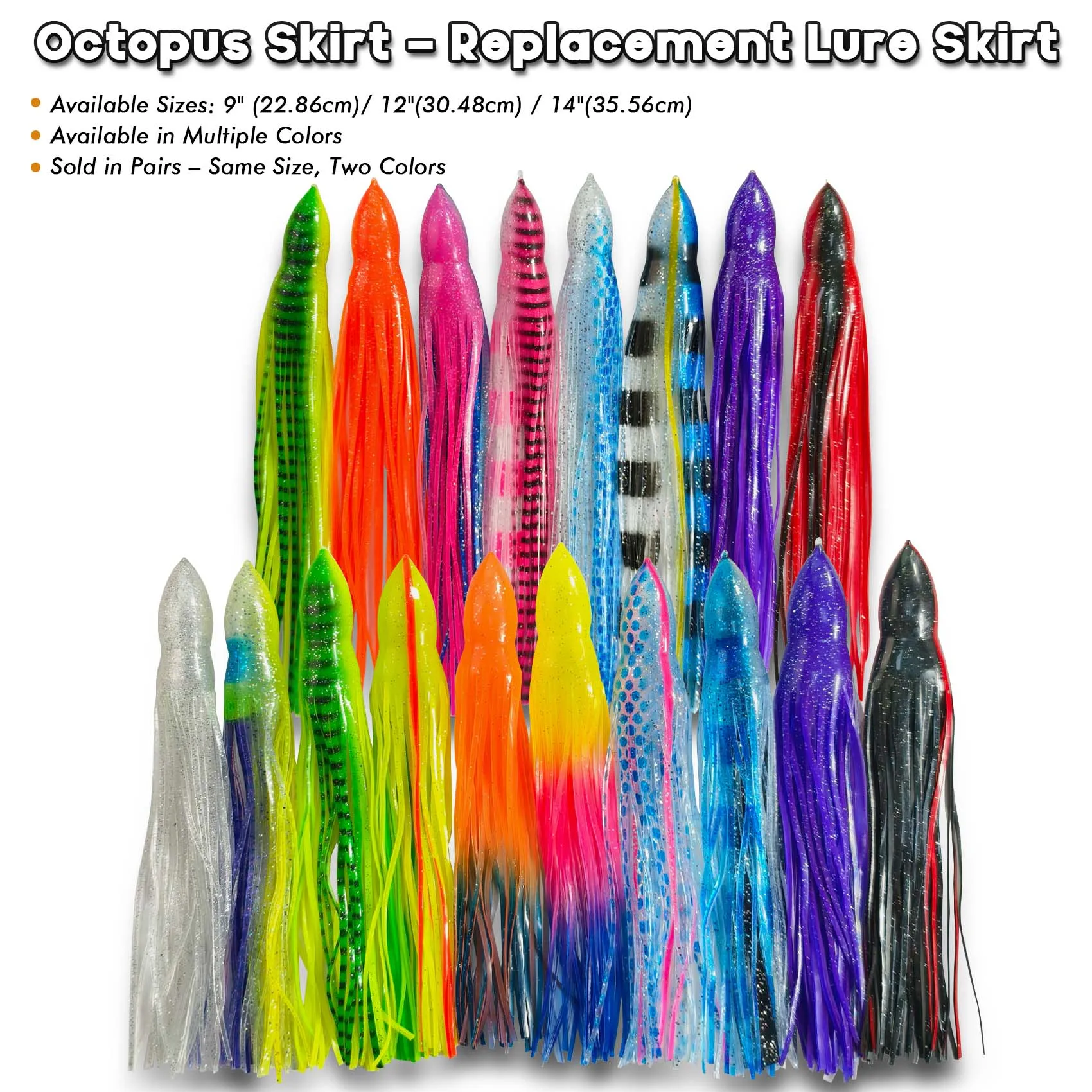 Aventik Squid Skirt for Trolling Lure Soft Rubber  Bait for Sea Bass Tuna Mahi Marlin Wahoo Sailfish