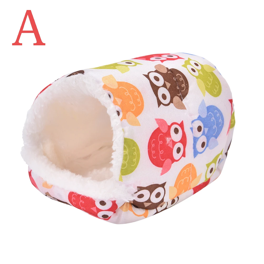 Hamster Nest Warm Winter House Sleep Bed Soft Blend Cotton Cute Owl Plush Floral Pad Cage Ornament Small Pets Products