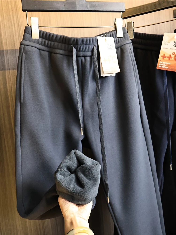 

Thiened Fce Lined Men's Autumn Winter Straight Leg Casual Pants Commuter Friendly Trousers Faionable Trasui...