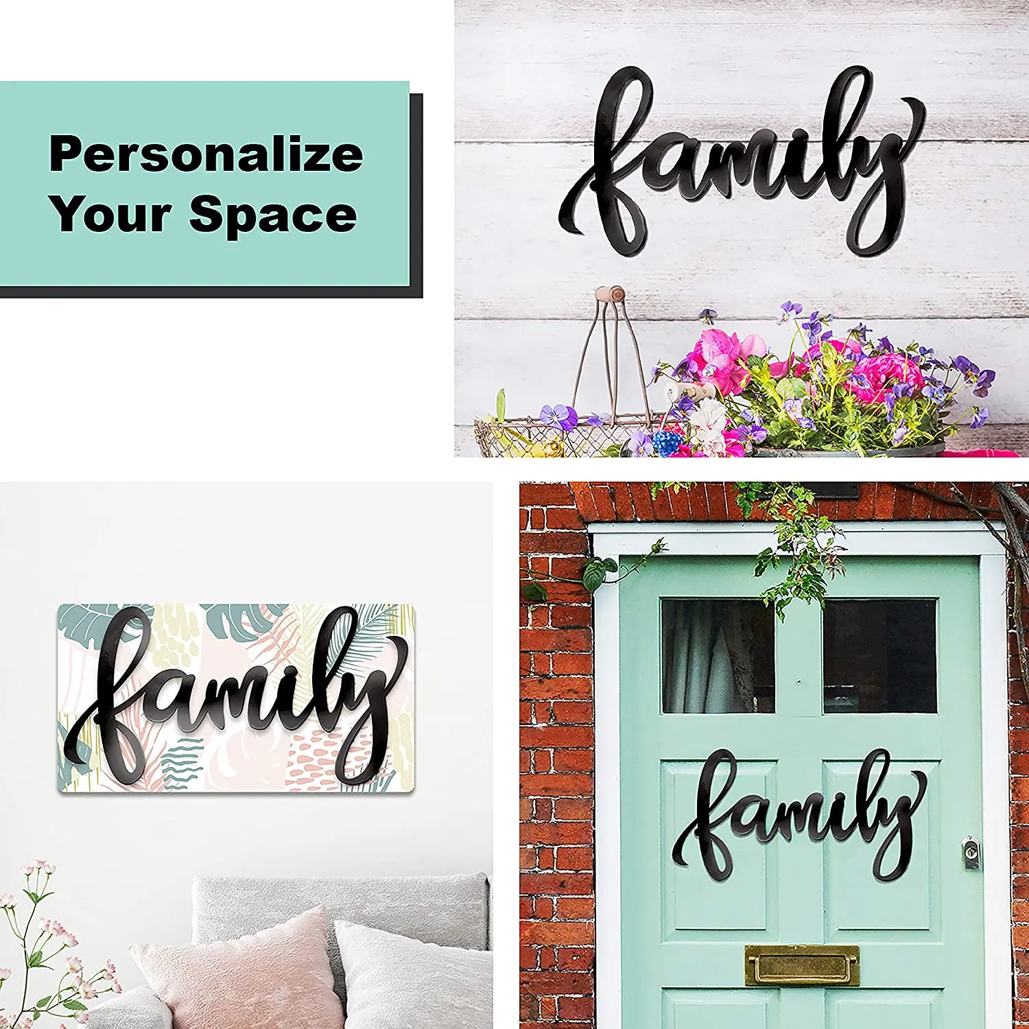 1pc Metal Family Signs For Decor Wall, alta qualità 11.81 pollici X5.91inch Black Family Decor Sign Heavy Iron Happy Family Wall Art