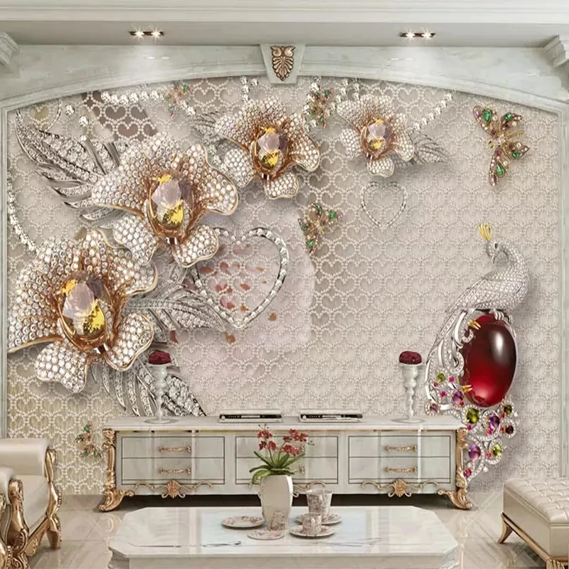 Customized European 3D Jewelry Flower Photo Mural Wallpaper Living room sofa TV background wall bedroom restaurant study Hotel