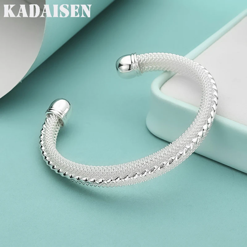 

Valentine'S Day Christmas Gift Fashion 925 Sterling Silver Lovely Mesh Lady Bracelet Bangle Jewelry Wholesale Factory Price