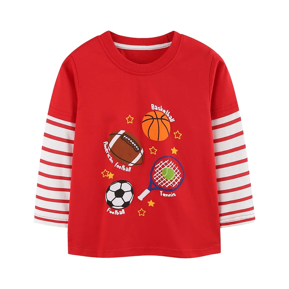 Jumping Meters New Models Sport Printed Long Sleeve Tshirts for Children 2-7T Boys Girls Autumn Winter Toddler Tops Shirts
