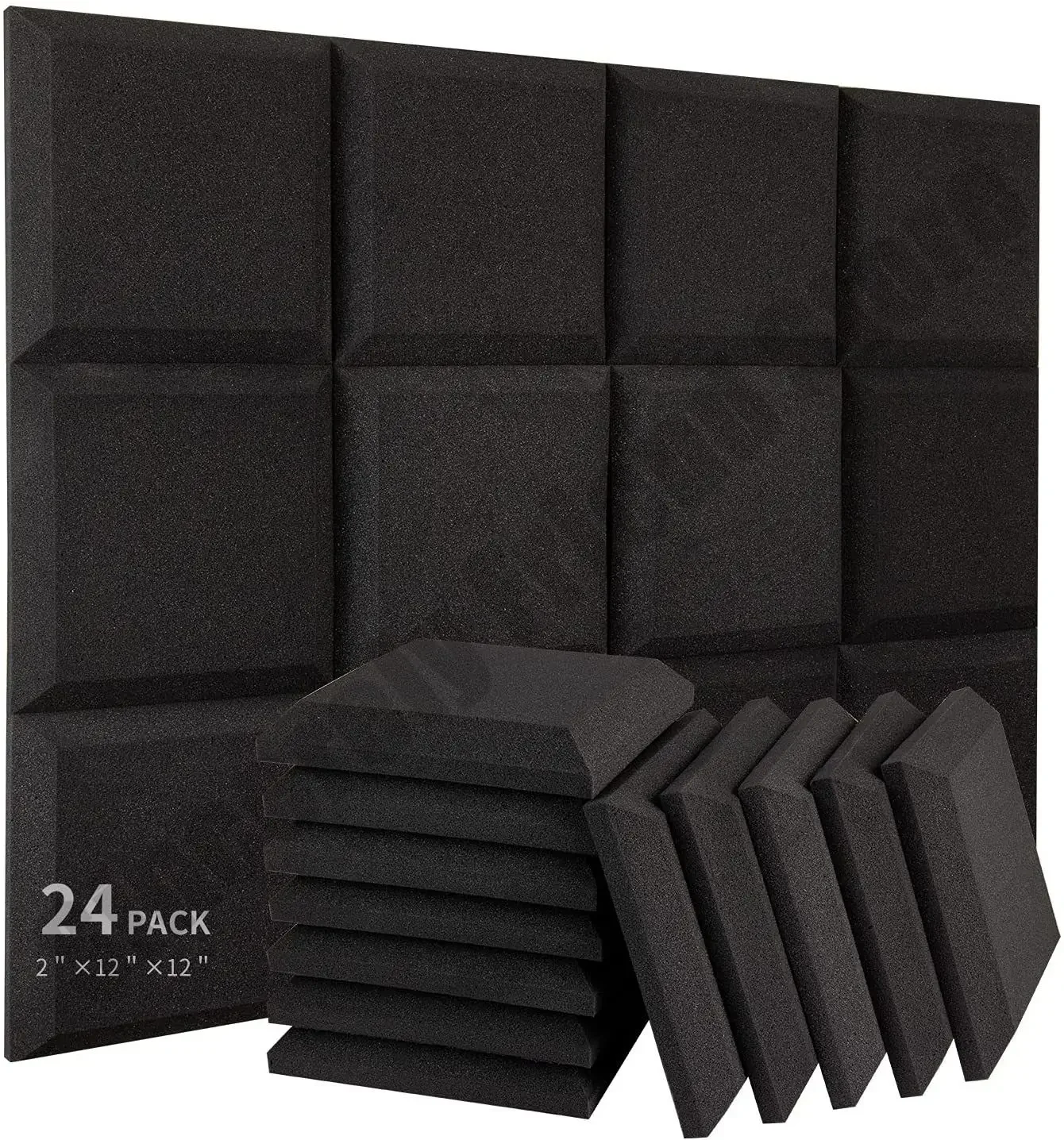 12/24Pcs 30x30x5cm Beveled Square Acoustic Foam Panels Studio Soundproof Sound Absorption Sponge Sound Proof Wall Panels