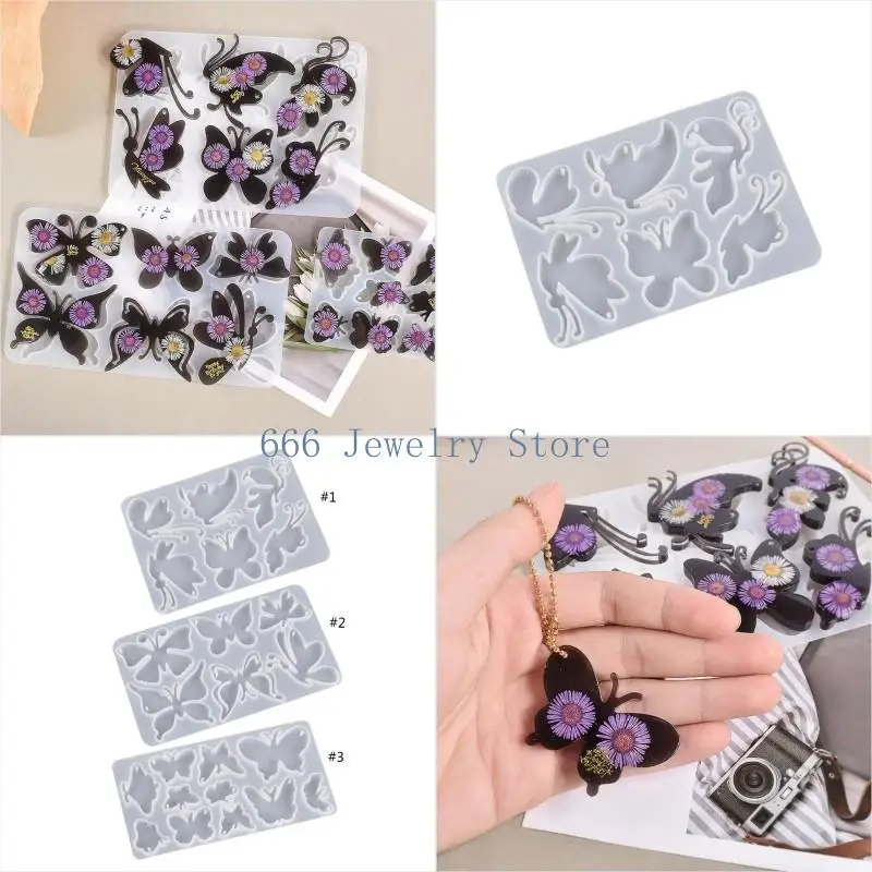 

F2TD Shiny Keychain Resin Molds for Butterfly Silicone Casting Molds for DIY Keychain
