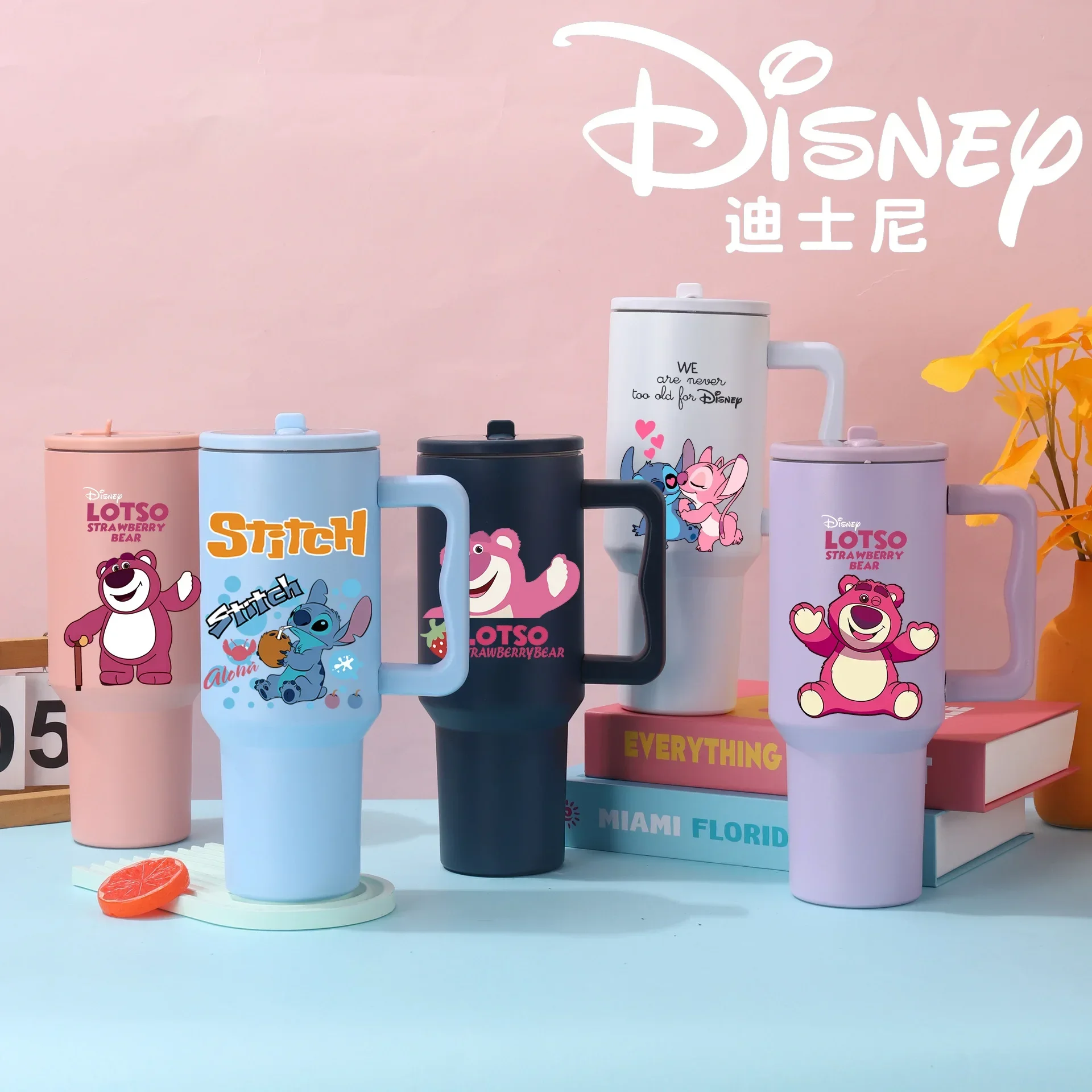 

Disney Stitch 2024 new 40oz car cup 304 stainless steel insulated cup double-layer vacuum outdoor car cup stra wberry bear lotso