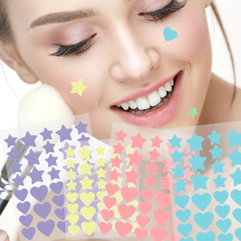 72/80Pcs Cute Star Heart Acne Treatment Sticker - Colorful Invisible Pimple Cover Patch For Face Skin Care Beauty Accessories