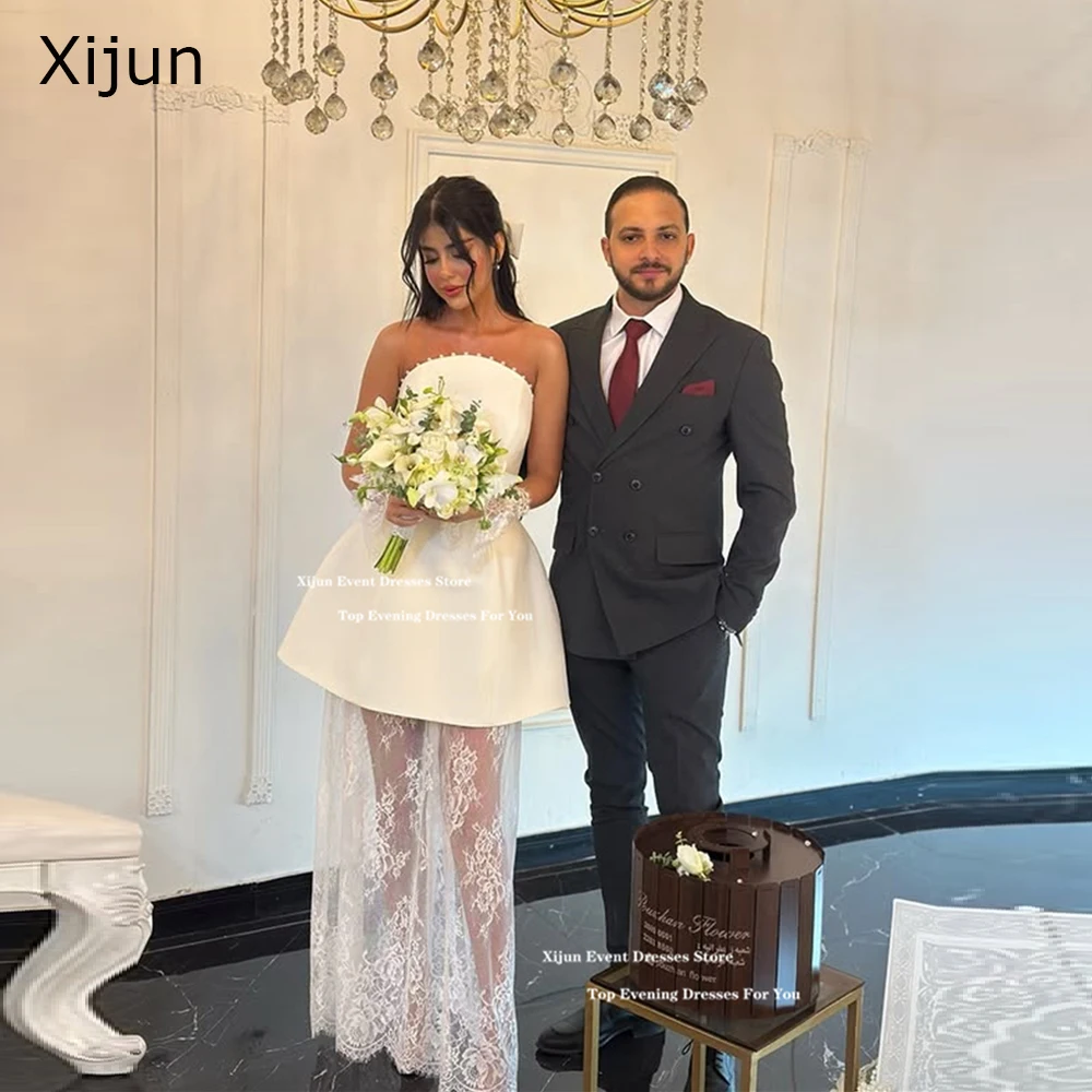 

Xijun Elegant Ivory Wedding Dresses Lace Strapless A-Line Flower Bridal Gowns Formal Occasion Prom Dresses 2025 WOmen Customized
