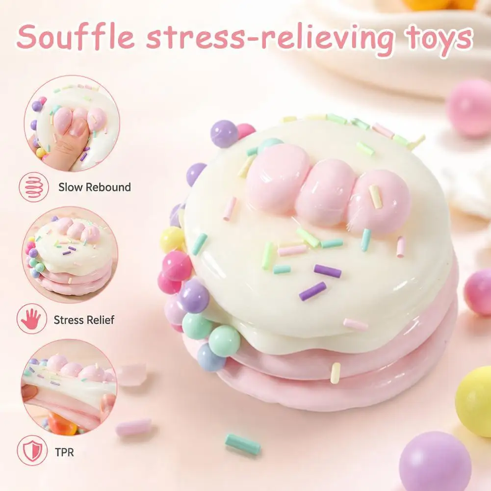 Cute Souffle Dessert Squishy Toy Slow Rising Stress Relief Squeeze Vent Toys Kawaii TPR Cake Food Pinch Toy Gift For Friends